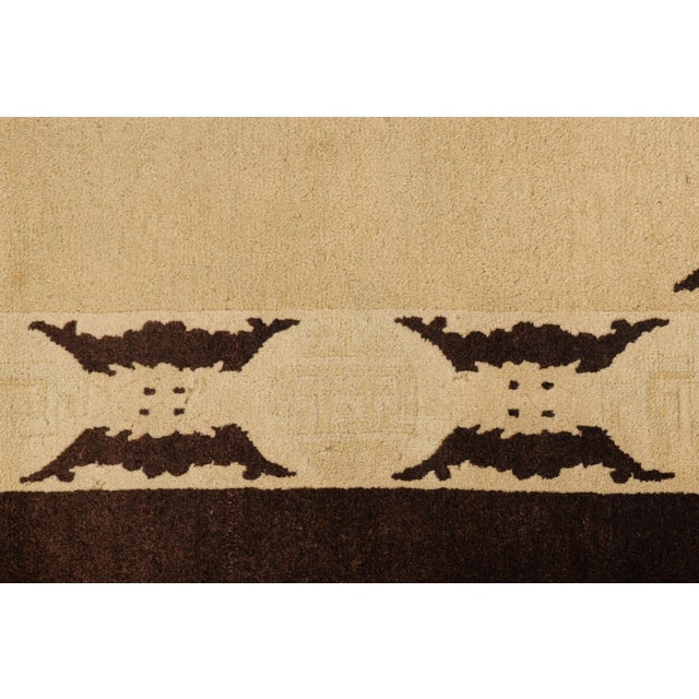 Chinese Antique Peking Rug With Beige Open Field and Brown Pictorials, From Rug & Kilim For Sale - Image 3 of 8