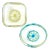 Vintage Murano Fratelli Toso Yellow Blue Italian Art Glass Flower Design Paperweight Bowls Catchalls - A Pair For Sale