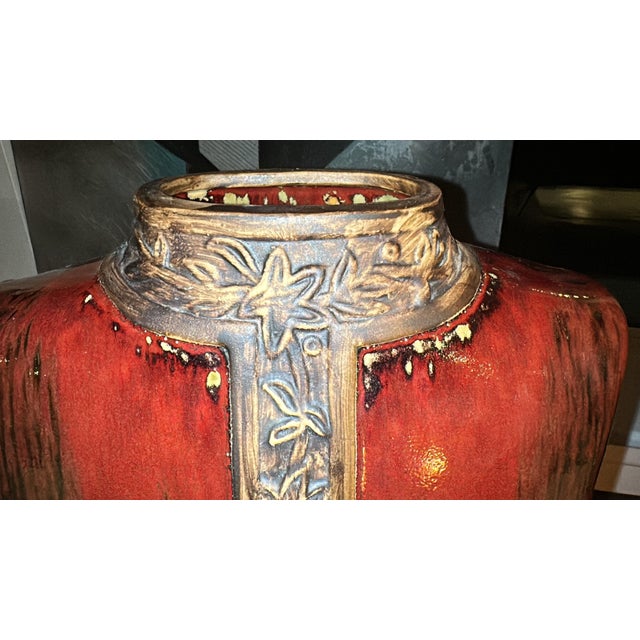 1990s Vintage Asian Jacket Ceramic Vase in Oxblood Glaze For Sale - Image 5 of 12