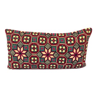 Vintage Geometric Needlepoint Accent Pillow For Sale