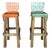 Pair of Ranch Oak Rustic Leather and Wood Bar Stools For Sale