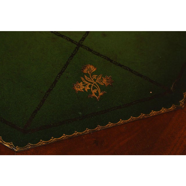 Brown 1940's Vintage Pair of Regency Style Mahogany Green Leather Top Pedestal Side Tables For Sale - Image 8 of 18