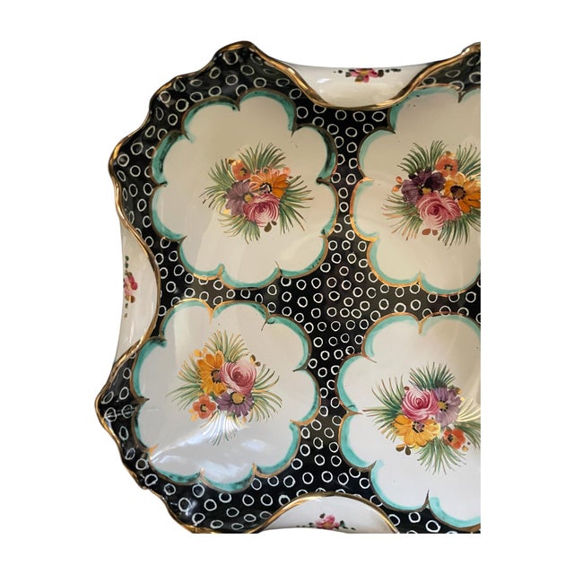 Shabby Chic Vintage Deruta Style Italian Hand Painted Porcelain Quatrefoil Dish For Sale - Image 3 of 9