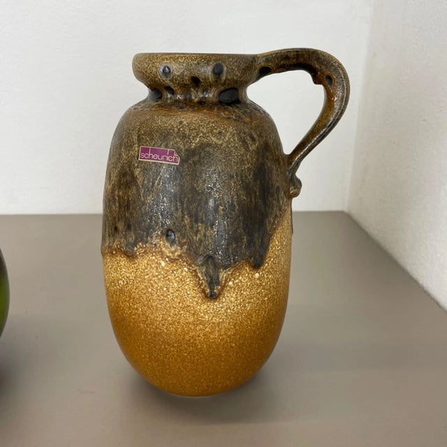 German Pottery Fat Lava Vases Multi-Color by Scheurich, 1970s, Set of 2 For Sale - Image 11 of 18