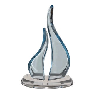 1990s Vintage Lucy Phelps Lucite Acrylic Sailboat Sculpture For Sale
