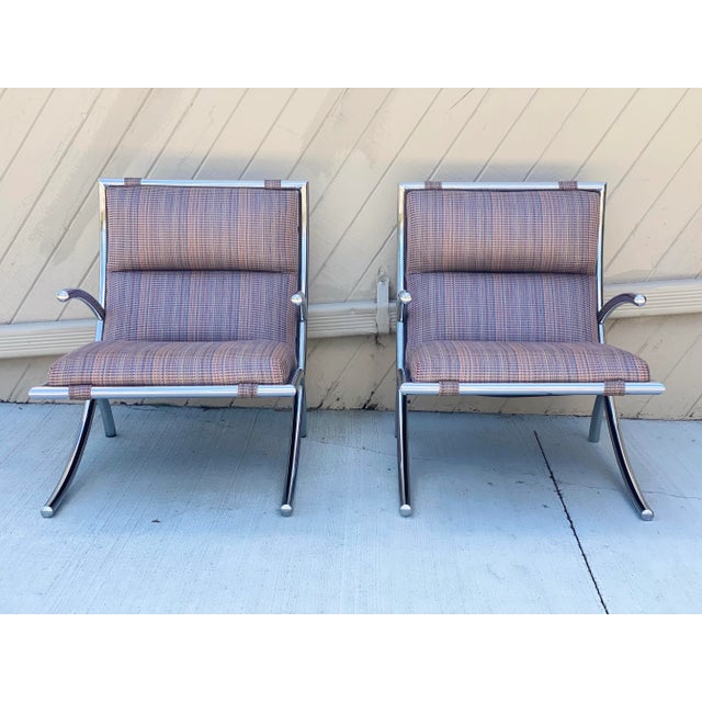 Mid-Century Modern 1950s Italian Mid-Century Modern Chrome Lounge Armchairs – a Pair For Sale - Image 3 of 10