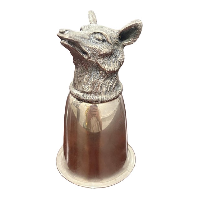 Vintage Gucci Silver-Tone Fox Head Stirrup Cup For Sale