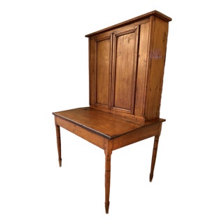 Antique American Primitive Pine Two-Piece Stepback Cupboard Hutch For Sale
