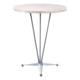 Round Table with Steel Base, Garden Table or Bistro Table For Sale