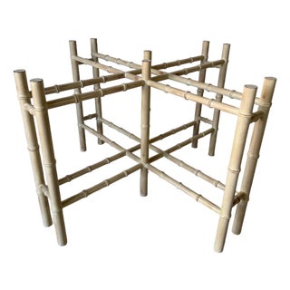 1970s Hollywood Regency Faux Bamboo Carved Wood Dining Table Base For Sale