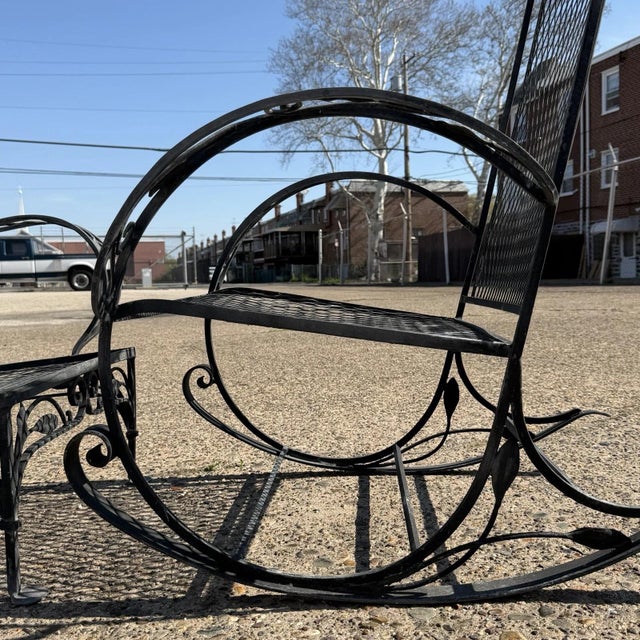 Vintage Salterini Art Nouveau Wrought Iron Garden Patio Sofa Chair Set - 3 PCS For Sale - Image 10 of 18