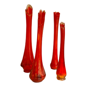 Set of 4 Pop Style Mid-Century Modern Glass Vases by Viking