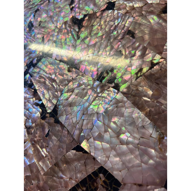 Hollywood Regency Late 20th Century Maitland-Smith Round Mother-of-Pearl Table For Sale - Image 3 of 8