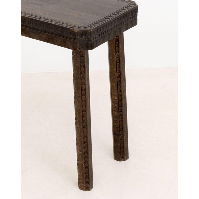 Arts and Crafts Style Hand-Carved Oak Console Table For Sale - Image 4 of 6