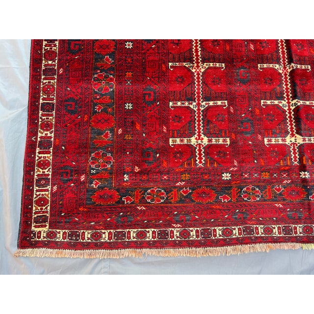 Islamic Vintage Turkmen Bukhara Wool Rug 6'9" X 9'4" Afghan Tribal Ersari Carpet, Living Room Rug For Sale - Image 3 of 9