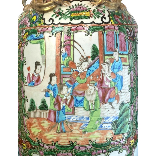 Ceramic Chinese Export Porcelain Rose Medallion Vase, 23in, Canton, Ca. 1860 For Sale - Image 7 of 12