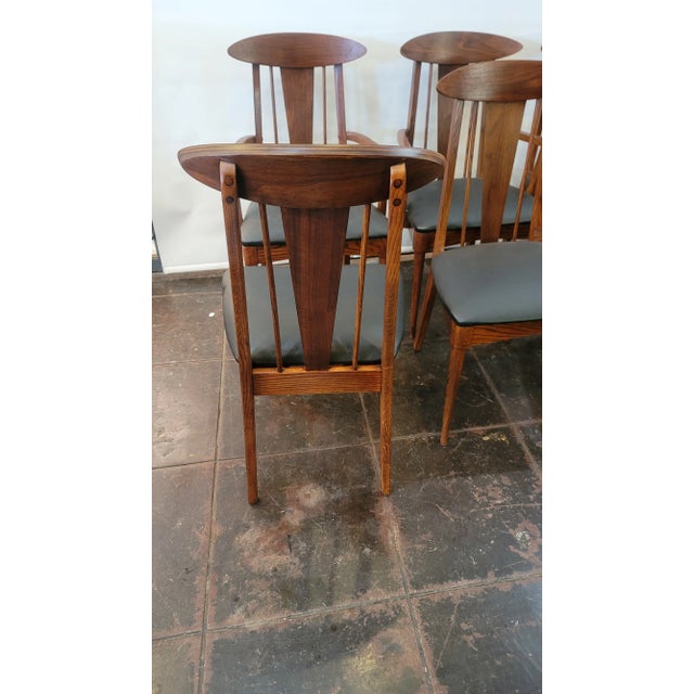 1960s Mid-Century Modern Bonnie Garrison Persimon Cat Eye Chair Set Six Walnut For Sale - Image 4 of 9