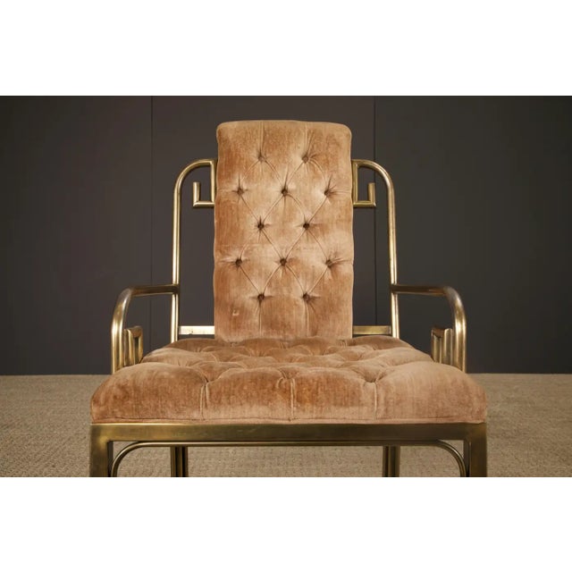 Greek Key Brass & Velvet Dining Chairs by Mastercraft, C. 1970 Italy, Set of 6 For Sale - Image 11 of 18
