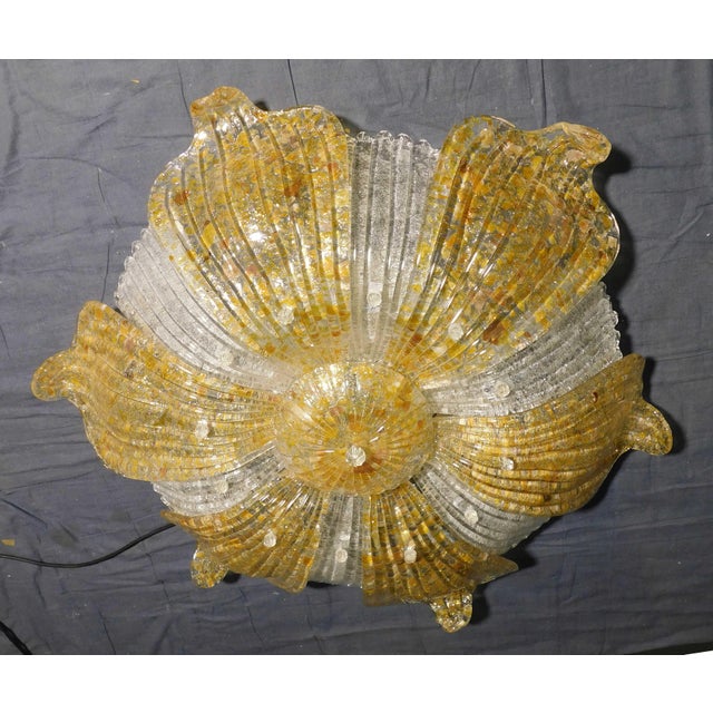 1960s 1960s Italian Clear and Amber Graniglia Murano Flush Mount For Sale - Image 5 of 9
