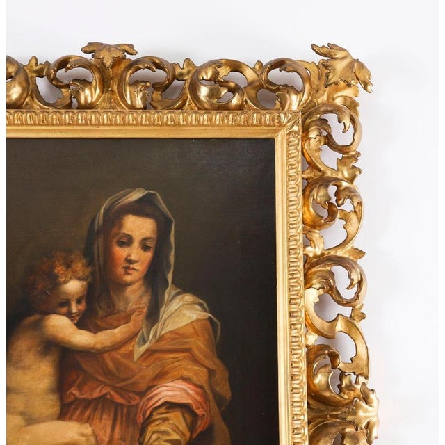 Follower of Raphael, Antique Painting of Madonna & Child, 19th Century, Oil on Canvas For Sale - Image 7 of 14