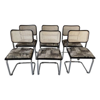 Vintage Italian Marcel Breuer-Style Cesca Chrome and Cane Dining Chairs – Set of 6 For Sale
