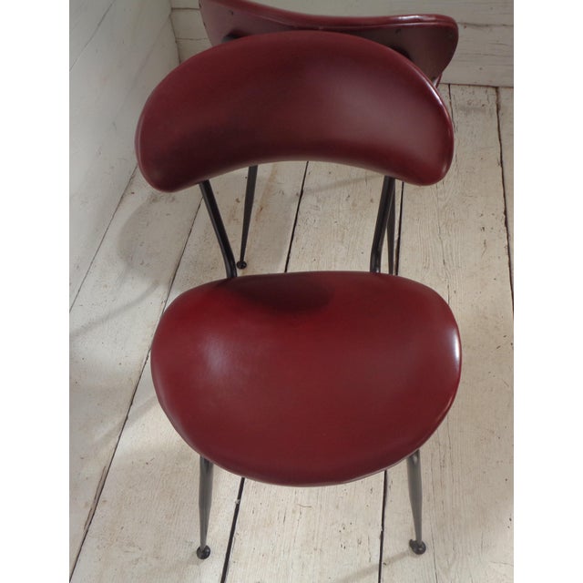 Set of Bean-Shaped Chairs in Burgundy Imitation Leather, 1960s For Sale - Image 16 of 18
