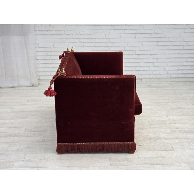 Danish 2-Seater Drop Arm Spanish Sofa in Furniture Velour, 1970s For Sale - Image 9 of 18