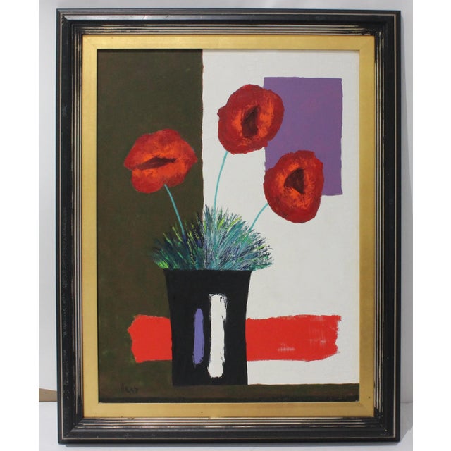1997 Clemente Minum Oil Painting of Flowers “Why Not Say It With Flowers?” For Sale - Image 13 of 13
