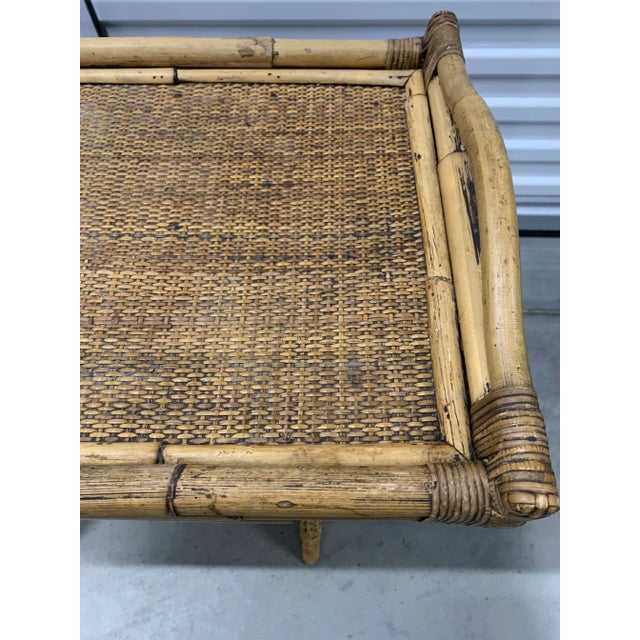 Vintage 1980’s Bamboo & Wicker Folding Tray Table For Sale In Dallas - Image 6 of 6