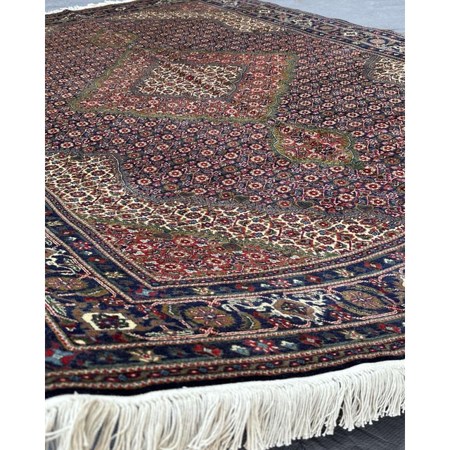 Hand-Knotted Herati Mahi Medallion Wool Rug, Navy Field, 9'11" X 6'8" For Sale - Image 13 of 13