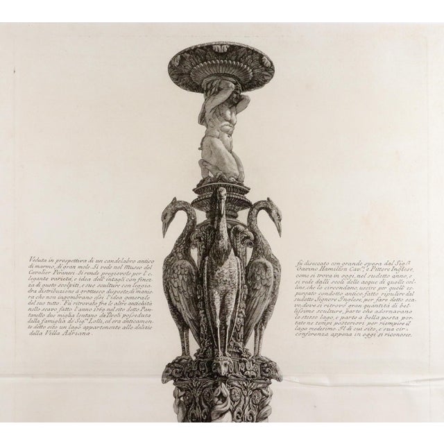 Black Piranesi Etching of a Monumental Candelabrum With Cranes From Hadrian’s Villa Circa 1770–1774 For Sale - Image 8 of 9