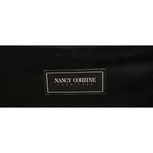 Pair of Nancy Corzine Regency Style Black Dining Chairs W Scalamandre Stripe For Sale - Image 9 of 9