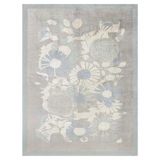 Modern Tibetan 'Lily Design II' Silk Rug by Doris Leslie Blau For Sale