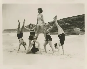Reproduction Contemporary Reprint of Vintage 1930s Women on Beach