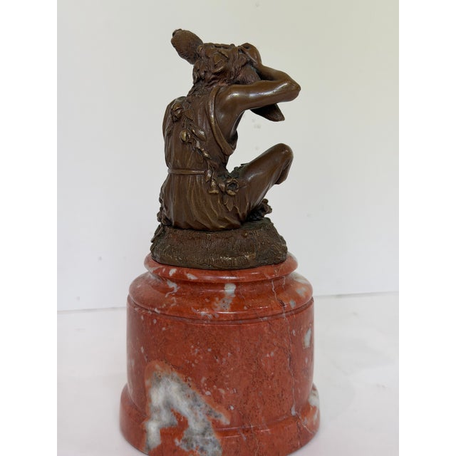 Vintage Bronze Nick Bottom From Shakespeare’s “A Midsummer Night’s Dream” on Marble Pedestal For Sale - Image 4 of 12