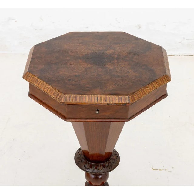 Victorian Walnut Trumpet Sewing Table For Sale - Image 4 of 6