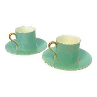 Vintage Wedgewood 'April Robins Egg Blue' Teacups With Saucers- A Pair For Sale