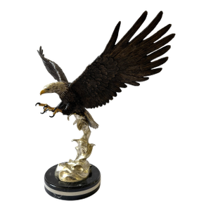 1990s Large Bronze Eagle on Marble Base, Signed Arnadia
