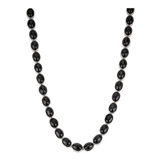 Black Star Gemstone Bezel Set Silver Tennis Necklace 16 Inches- Mothers Day Gift For Sale
