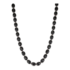 Black Star Gemstone Bezel Set Silver Tennis Necklace 16 Inches- Mothers Day Gift