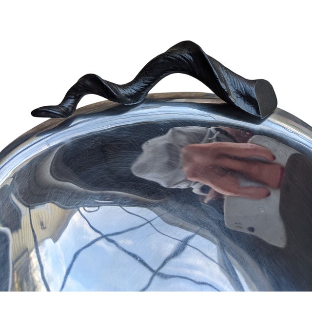 Michael Aram Michael Aram Silver Catchall Bowl With Black Impala Horn Handle For Sale - Image 4 of 8