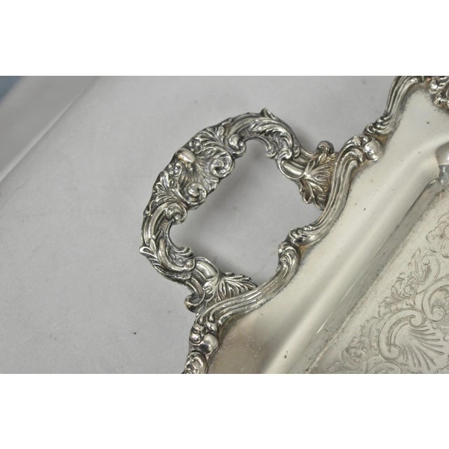 Vintage Victorian Silver Plated Narrow Twin Handle Bar Serving Platter Tray For Sale - Image 4 of 11