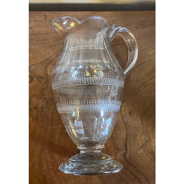 Glass Large Antique Early 19th Century George III Anglo Irish Cut Crystal Glass Wine Ewer or Water Pitcher For Sale - Image 7 of 18