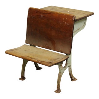 Antique Cast Iron #4 Tandem School Desk For Sale