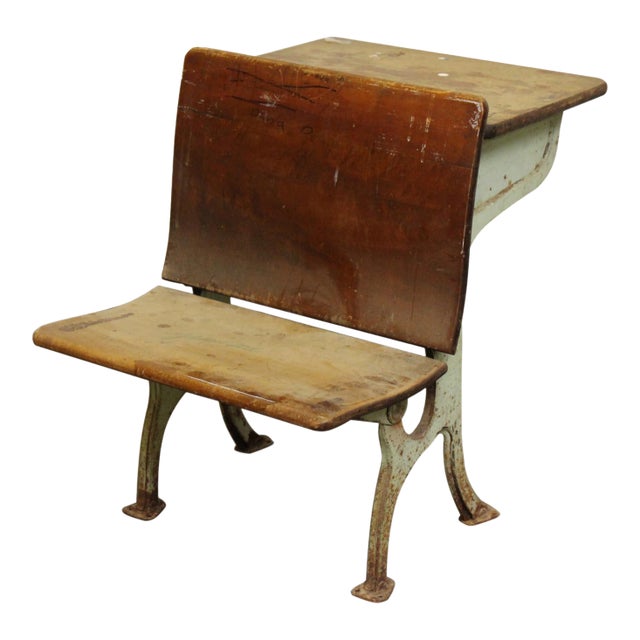 Antique Cast Iron #4 Tandem School Desk For Sale