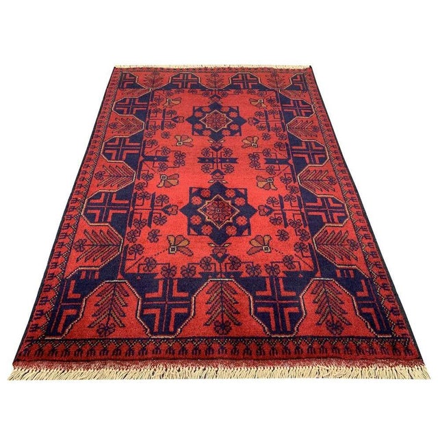Islamic Fine Quality Hand Knotted Afghan Khal Mohammadi Wool Area Rug 3.11 X 2.8 Ft For Sale - Image 3 of 11