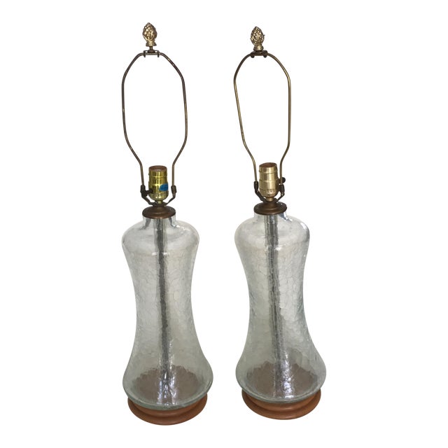 Vintage Crackle Glass Blenko Lamps A Pair Chairish