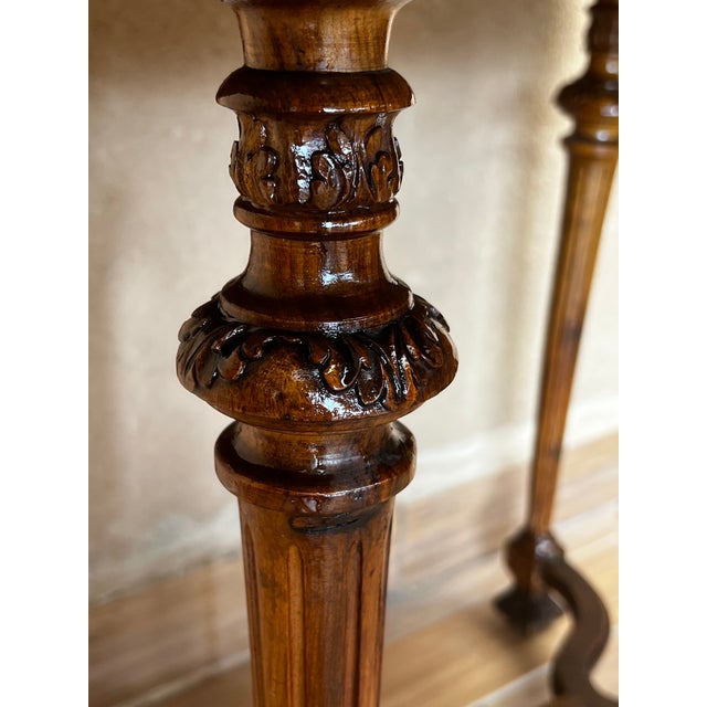 Wood Italian 1800s Walnut Side Table With Carved Apron and Cabriole Legs For Sale - Image 7 of 13