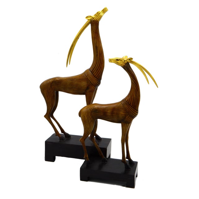 Wood The Kindu Collection Mid-Century Wooden Gazelles - A Pair For Sale - Image 7 of 7