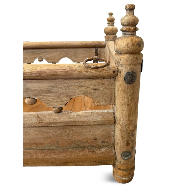 Wood Antique Wood Carved Jhula Box Table For Sale - Image 7 of 8